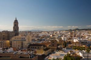 The city of Málaga as seen from the Alcazaba, a palatial fortification build in the 11th century.