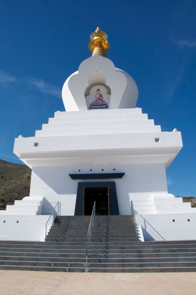 The 33 meter tall stupa at the Spanish coast in Benalmadena.