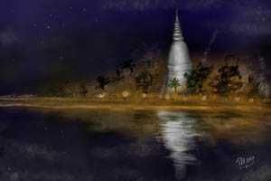 Buddhist Temple at Night (Bangkok) – A&nbsp;Drawing
