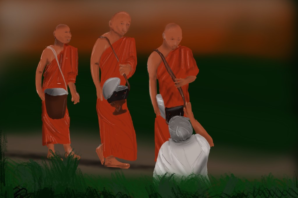 Early morning Alms Round – A&nbsp;Drawing