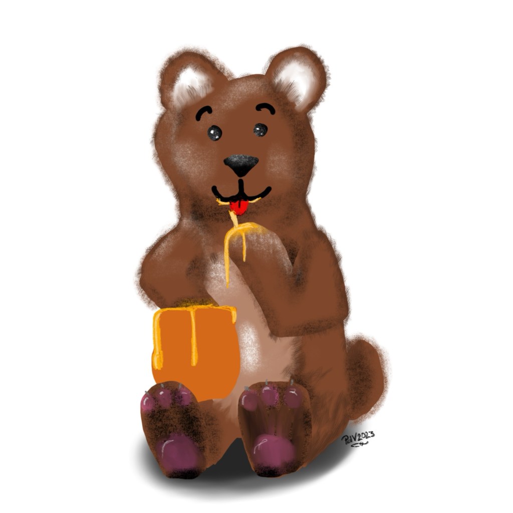 A Bear enjoying his Honey – A&nbsp;Drawing