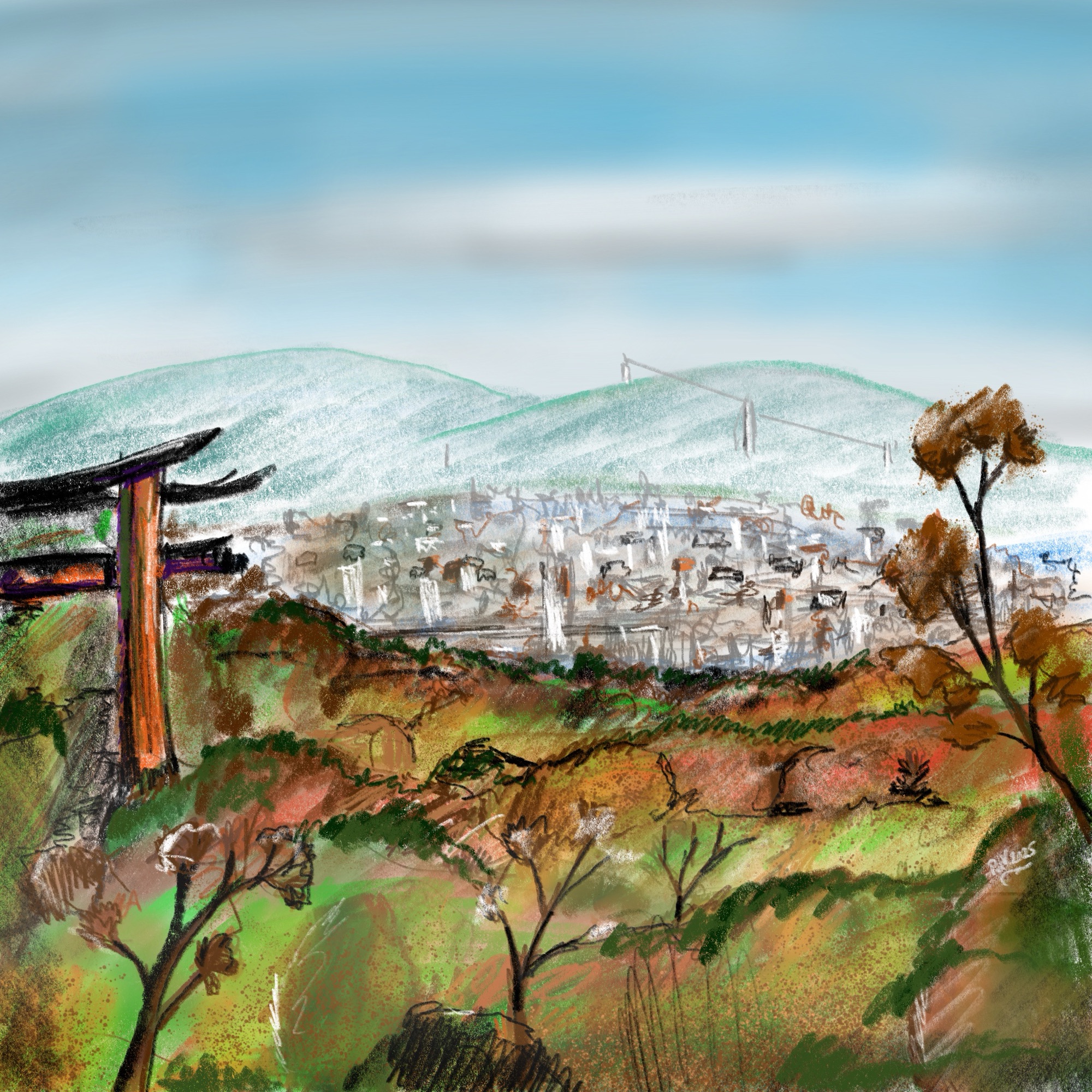 The View of Kyoto from Inari – a drawing